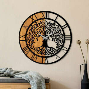 Wooden Clock - 64 Dekoratív fa falióra 56x56 Dió-Fekete kép