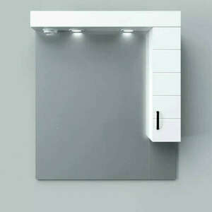 MART 75 cm széles fürdőszobai tükrös szekrény, fényes fehér, feke... kép