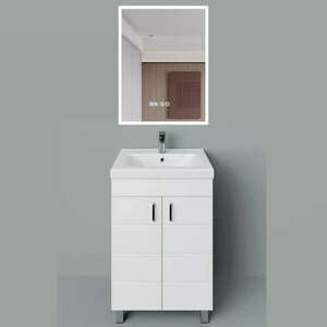 HÉRA 55 cm széles álló fürdőszobai mosdószekrény, fényes fehér, k... kép