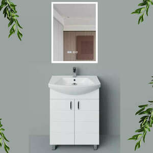 MART 65 cm széles álló fürdőszobai mosdószekrény, fényes fehér, k... kép