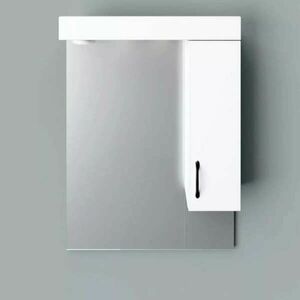 STANDARD 55 cm széles fürdőszobai tükrös szekrény, fényes fehér, ... kép