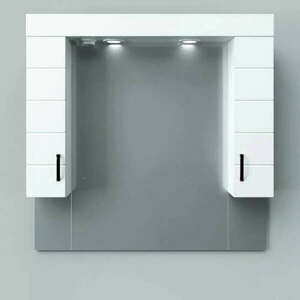 MART 100 cm széles fürdőszobai tükrös szekrény, fényes fehér, fek... kép
