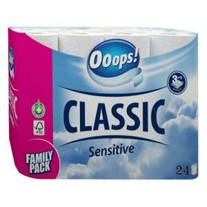 Toalettpapír OOOPS! Classic Sensitive 3 rétegű 24 tekercs kép