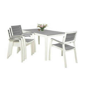 Keter Harmony kerti bútor szett, asztal + 4 szék fehér/világos szürke kép