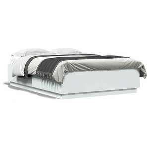 vidaXL fehér szerelt fa ágykeret LED-világítással 160 x 200 cm kép