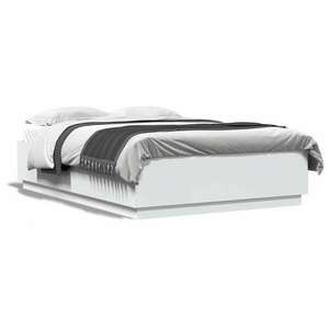 vidaXL fehér szerelt fa ágykeret LED-világítással 140 x 200 cm kép