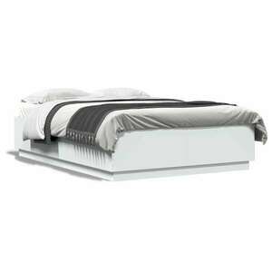 vidaXL fehér szerelt fa ágykeret LED-világítással 120 x 200 cm kép