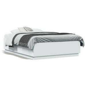 vidaXL fehér szerelt fa ágykeret LED-del 140 x 190 cm kép