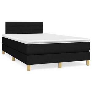 vidaXL fekete szövet rugós és LED-es ágy matraccal 120 x 190 cm kép