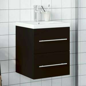 vidaXL fekete fürdőszobai mosdószekrény beépített mosdókagylóval kép
