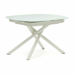 Fehér bővíthető étkezőasztal üveg asztallappal 100x130 cm Yodalia – Kave Home kép