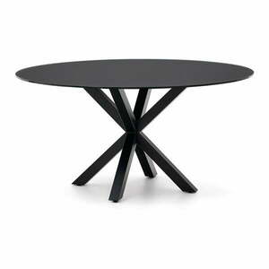 Fekete kerek étkezőasztal üveg asztallappal ø 150 cm Argo – Kave Home kép