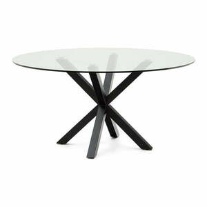 Fekete kerek étkezőasztal üveg asztallappal ø 150 cm Argo – Kave Home kép