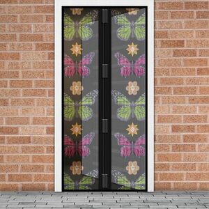 Szúnyogháló függöny ajtóra -mágneses- 100 x 210 cm - virágos pillangós kép