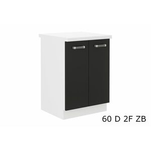 EPSILON 60D 2F ZB kétajtós alsó konyhaszekrény munkalappal, 60x82x60, fekete/fehér kép