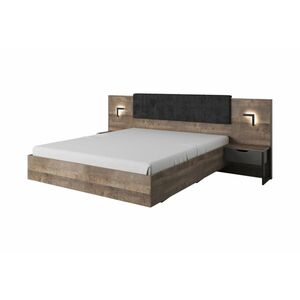 ARDELA francia ágy + éjjeliszekrények, tölgy sand grande/matera kép