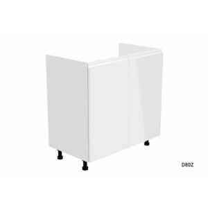 YARD D80Z konyhaszekrény mosogató alá + mosogató, 80x82x47, fehér/szürke magasfényű kép