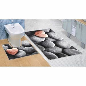 Sötét kövek 3D fürdőszobaszőnyeg, 60 x 100 + 60 x 50 cm kép