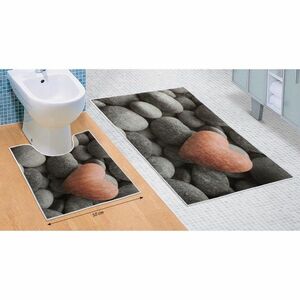 Sötét kövek 3D fürdőszobai szőnyegkészlet, 60 x 100 cm, 50 x 60 cm kép