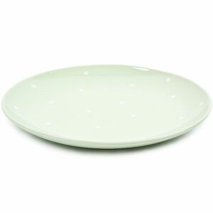 Pöttyös kerámia lapos tányér, zöld kép