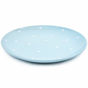 Pöttyös kerámia lapos tányér, világoskék kép