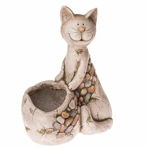 Ülő macska kerámia virágtartó, 21.5 x 43 x 32.5 cm kép