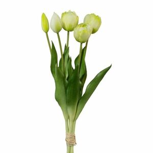 Tulipán műcsokor 5 db, fehér, magasság 38 cm kép