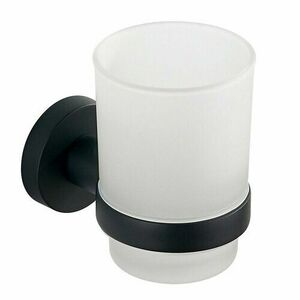 AQUALINE SB204 Samba üveg fogkefetartó pohár, tejüveg, fekete kép
