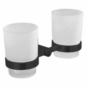 AQUALINE Samba SB205 dupla pohártartó , tejüveg, fekete tartóval kép