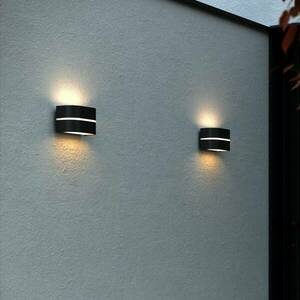 Sibelis kültéri fali lámpa, fel/le, fekete, műanyag, E27 kép