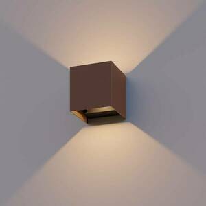 Calex LED kültéri fali lámpa Cube, fel/le, magasság 10cm, rozsdabarna kép