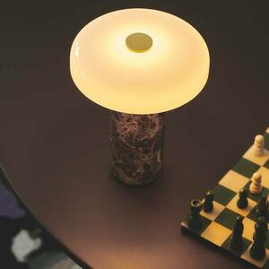 Trip LED újratölthető asztali lámpa, barna / fehér, márvány, üveg, IP44 kép