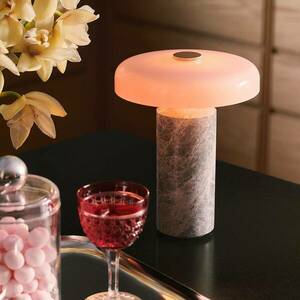 Trip LED újratölthető asztali lámpa, szürke / rózsaszín, márvány, üveg, kép