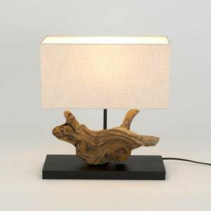 Lipari asztali lámpa, fa színű/bézs, magasság 41 cm, lenvászon kép