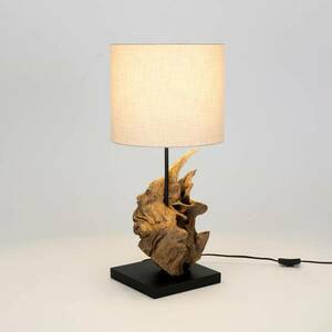 Filicudi asztali lámpa, bézs/fa színű, magasság 60 cm, vászon kép