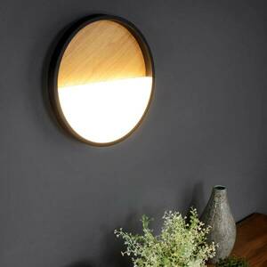 Vista LED fali lámpa, világos fa/fekete, Ø 30 cm kép