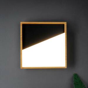 Vista LED-es fali lámpa, fekete/világos fa, 40 x 40 cm kép