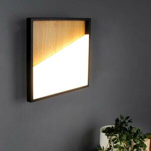 Vista LED-es fali lámpa, világos fa/fekete, 40 x 40 cm kép