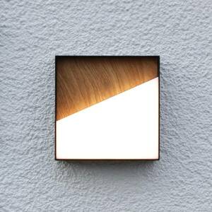 LED-es, újratölthető kültéri fali lámpa Meg, fa színű, 15 x 15 cm kép