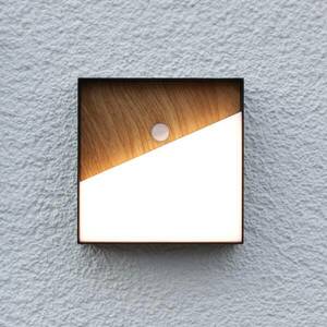 Meg LED-es újratölthető fali lámpa, fa színű, 15 x 15 cm, érzékelős, kép