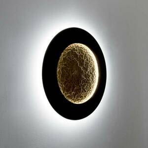 LED-es fali lámpa Luna Piena, barna-fekete/arany, Ø 80 cm kép