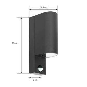 Prios kültéri fali lámpa Tetje, fekete, kerek, szenzoros, 2 db-os szett kép