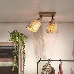 GOOD & MOJO Java mennyezeti lámpa, bambusz, natúr, 2-lámpás, 24 cm kép