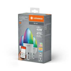 LEDVANCE SMART+ LED, gyertya, E14, 4.9 W, CCT, RGB, WiFi, 3 db, 3 db kép