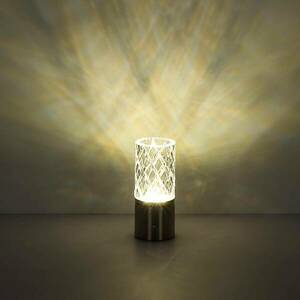 LED-es újratölthető asztali lámpa Lunki, sárgaréz színű, magasság 19 cm, kép