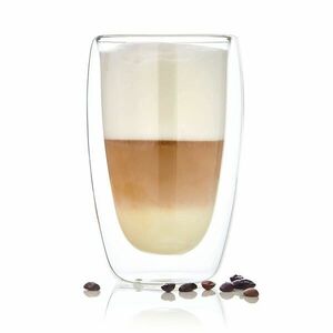 Bambuswald Kávéspohár, 400 ml, thermo pohár, kézműves, boroszilikát üveg kép
