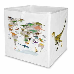 Fehér textil játéktároló doboz 32x32x32 cm Dino World Map – Butter Kings kép