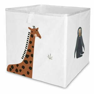 Fehér textil játéktároló doboz 32x32x32 cm Safari Animals – Butter Kings kép