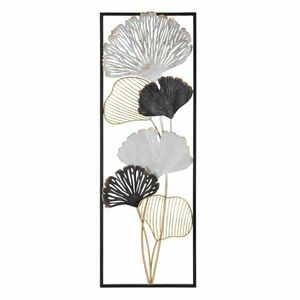 Ginko biloba leveles fali dekoráció, fekete kerettel, balos, fekete-ezüst - GINKOLOFT CADRE - Butopêa kép