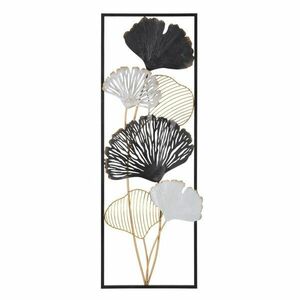 Ginko biloba leveles fali dekoráció, fekete kerettel, jobbos, fekete-ezüst - GINKOLOFT CADRE - Butopêa kép